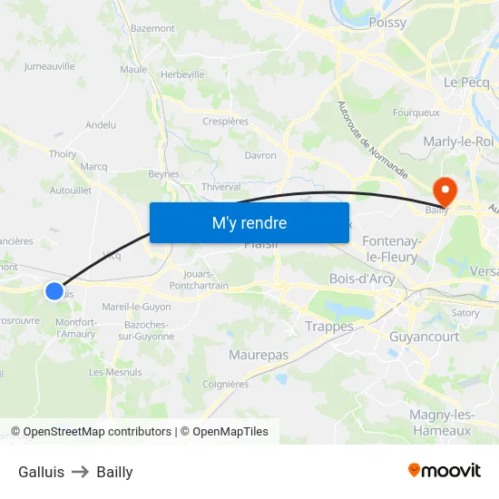 Galluis to Bailly map