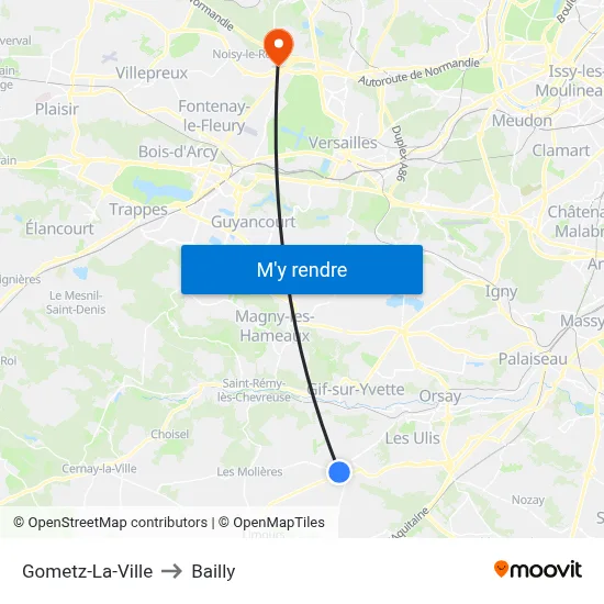Gometz-La-Ville to Bailly map