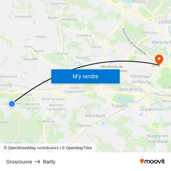 Grosrouvre to Bailly map