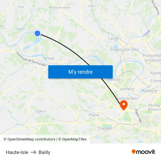 Haute-Isle to Bailly map