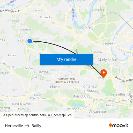 Herbeville to Bailly map