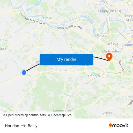 Houdan to Bailly map