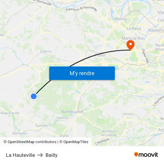 La Hauteville to Bailly map
