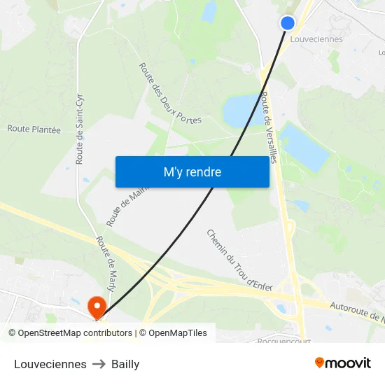 Louveciennes to Bailly map