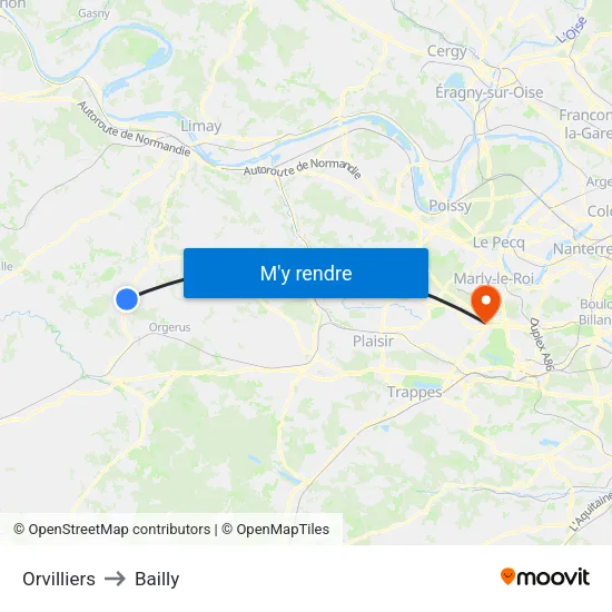 Orvilliers to Bailly map