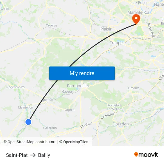 Saint-Piat to Bailly map