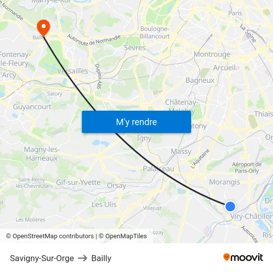 Savigny-Sur-Orge to Bailly map