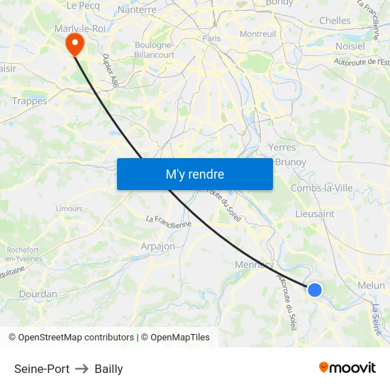 Seine-Port to Bailly map