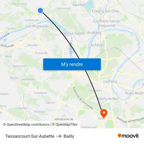 Tessancourt-Sur-Aubette to Bailly map