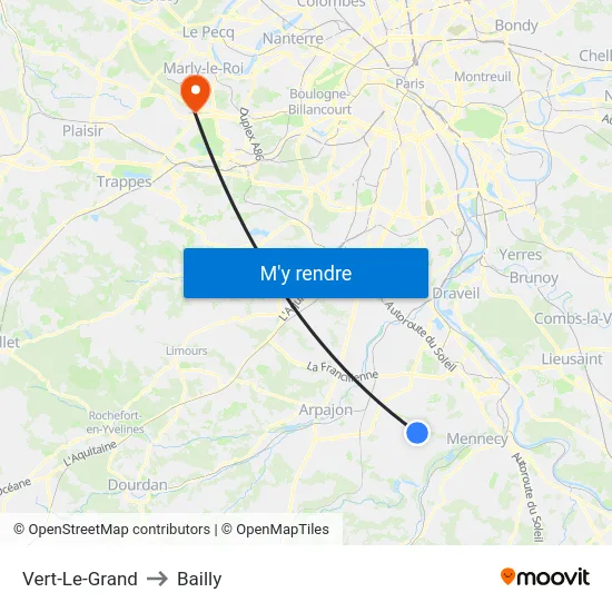 Vert-Le-Grand to Bailly map