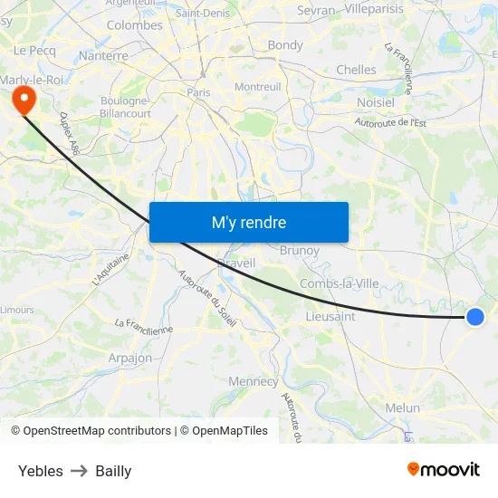 Yebles to Bailly map