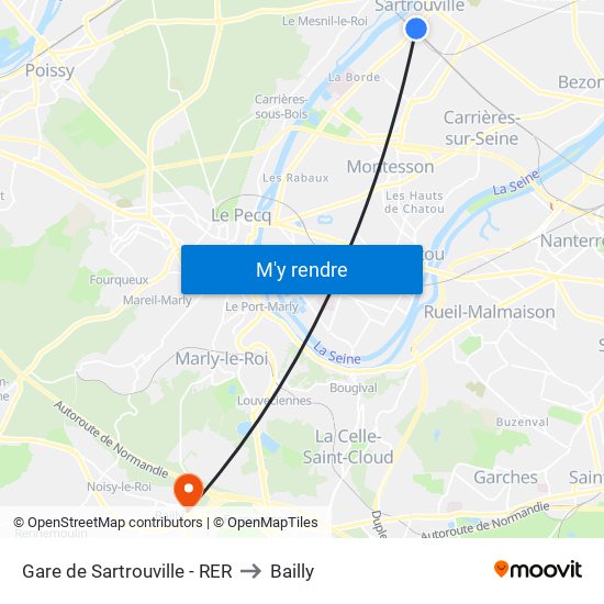 Gare de Sartrouville - RER to Bailly map