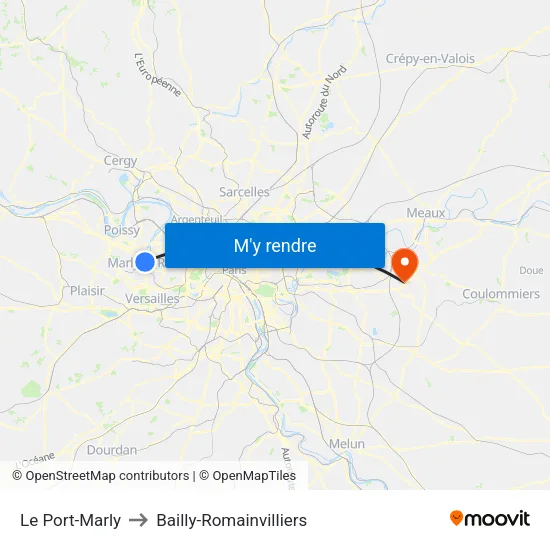 Le Port-Marly to Bailly-Romainvilliers map
