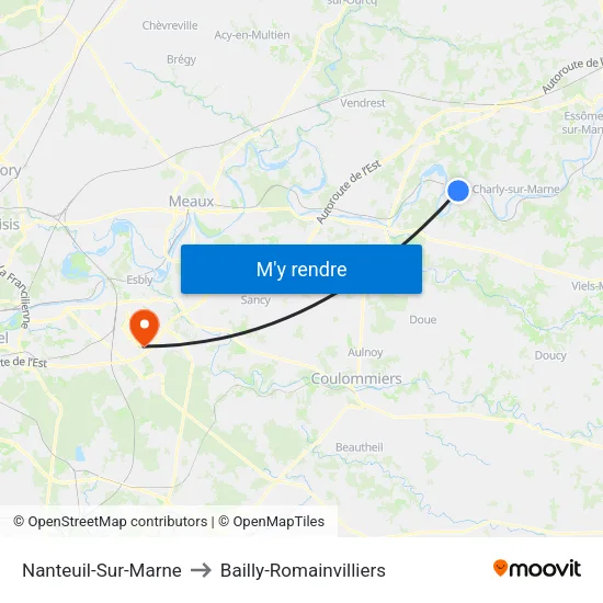 Nanteuil-Sur-Marne to Bailly-Romainvilliers map