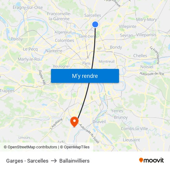 Garges - Sarcelles to Ballainvilliers map