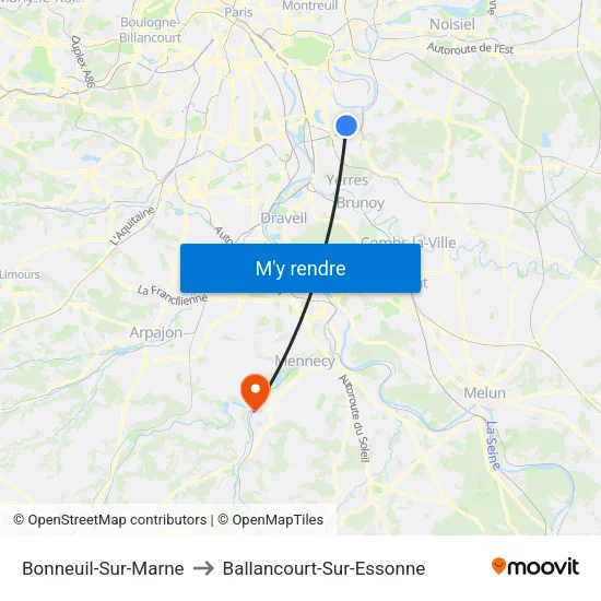 Bonneuil-Sur-Marne to Ballancourt-Sur-Essonne map