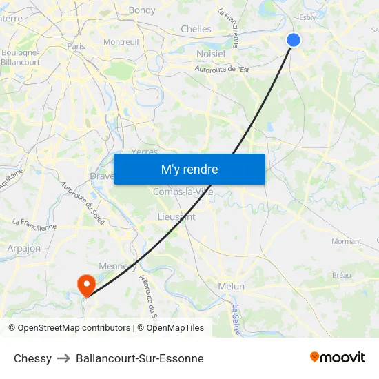 Chessy to Ballancourt-Sur-Essonne map