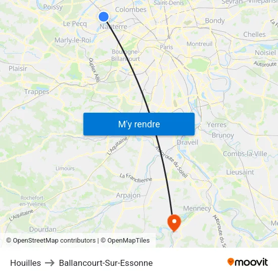 Houilles to Ballancourt-Sur-Essonne map