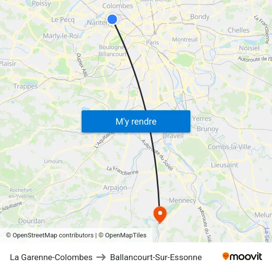 La Garenne-Colombes to Ballancourt-Sur-Essonne map