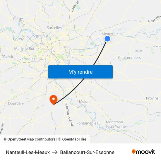 Nanteuil-Les-Meaux to Ballancourt-Sur-Essonne map