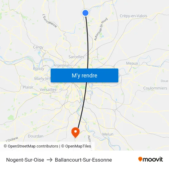 Nogent-Sur-Oise to Ballancourt-Sur-Essonne map