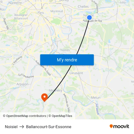Noisiel to Ballancourt-Sur-Essonne map