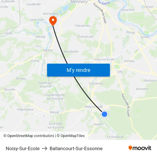 Noisy-Sur-Ecole to Ballancourt-Sur-Essonne map