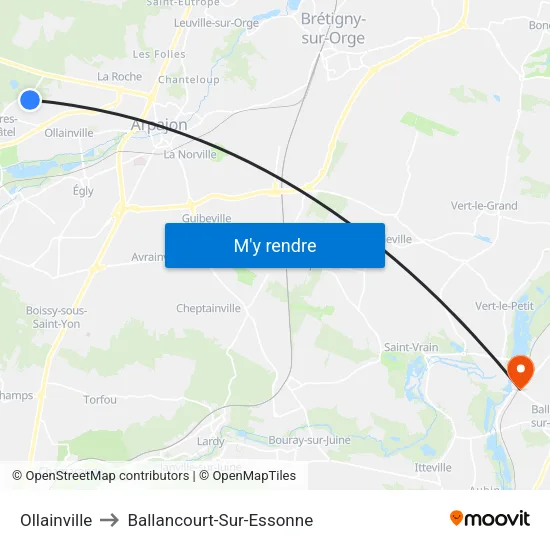Ollainville to Ballancourt-Sur-Essonne map