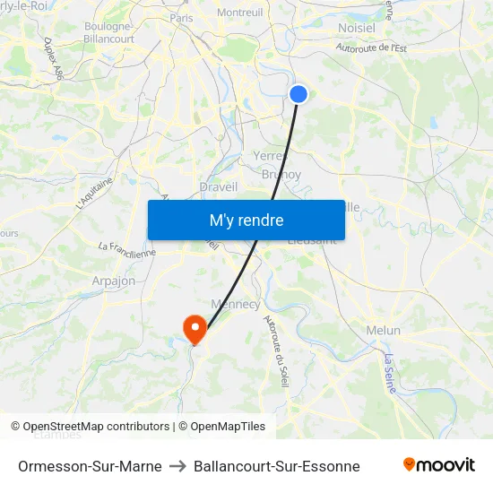 Ormesson-Sur-Marne to Ballancourt-Sur-Essonne map