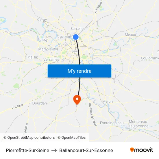 Pierrefitte-Sur-Seine to Ballancourt-Sur-Essonne map