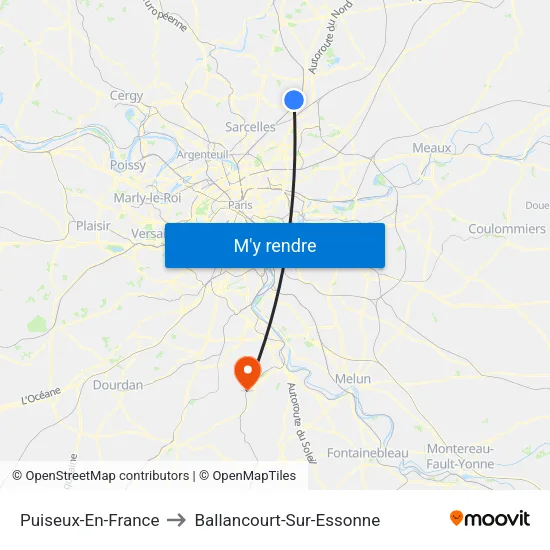 Puiseux-En-France to Ballancourt-Sur-Essonne map