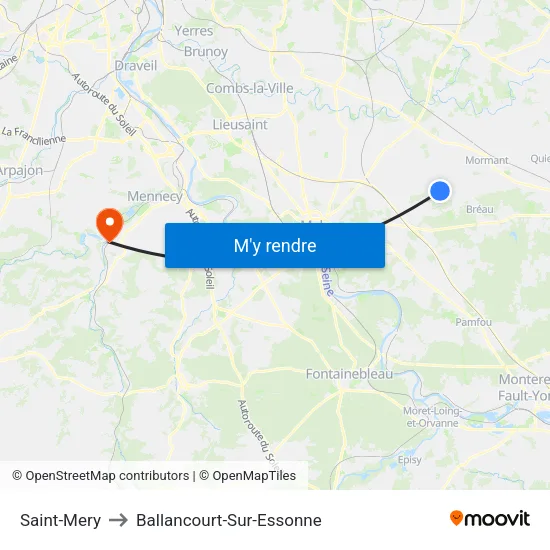 Saint-Mery to Ballancourt-Sur-Essonne map