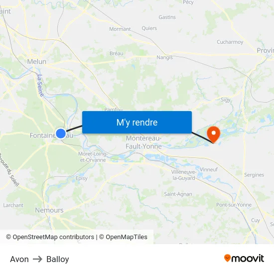Avon to Balloy map