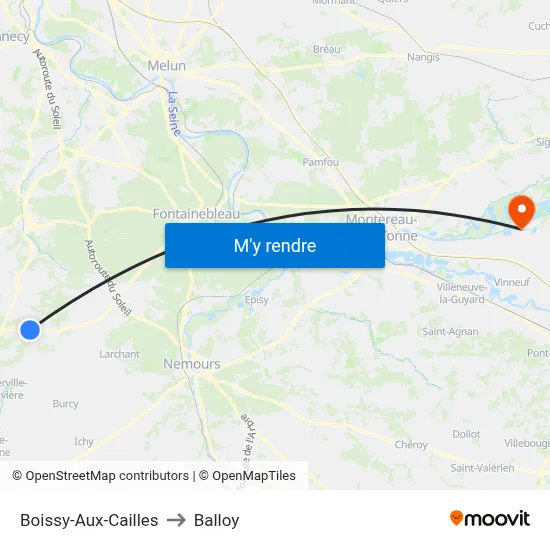 Boissy-Aux-Cailles to Balloy map