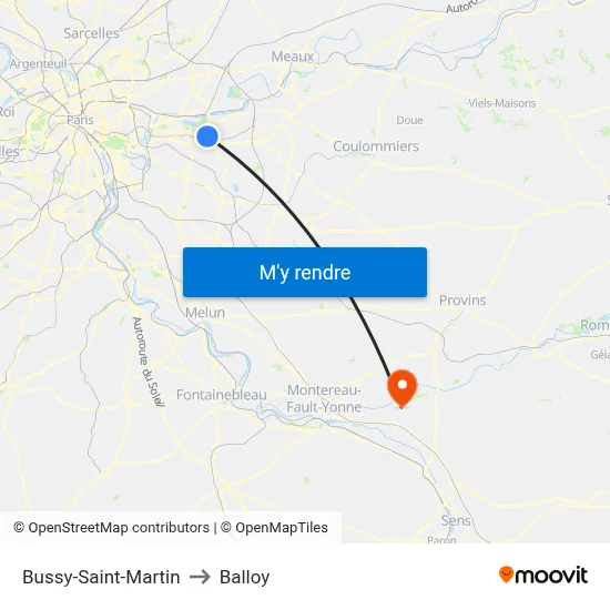 Bussy-Saint-Martin to Balloy map