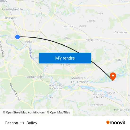 Cesson to Balloy map