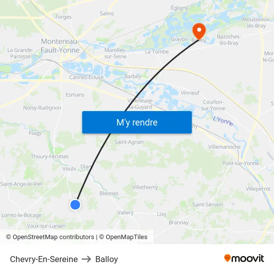 Chevry-En-Sereine to Balloy map