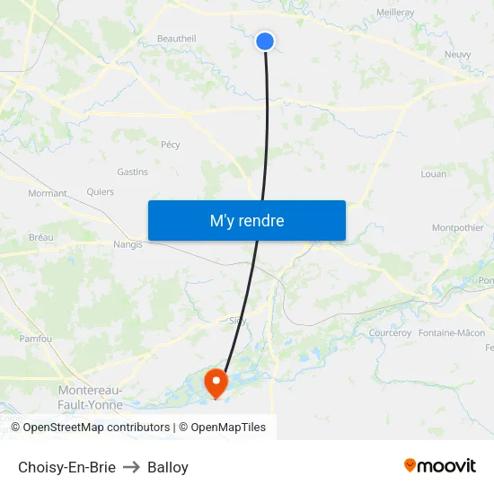 Choisy-En-Brie to Balloy map