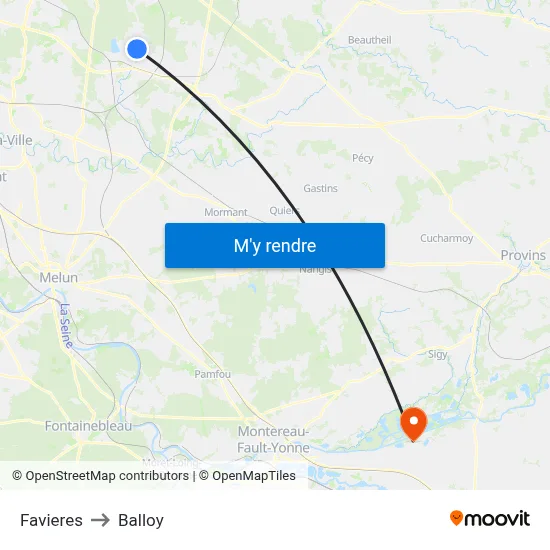 Favieres to Balloy map