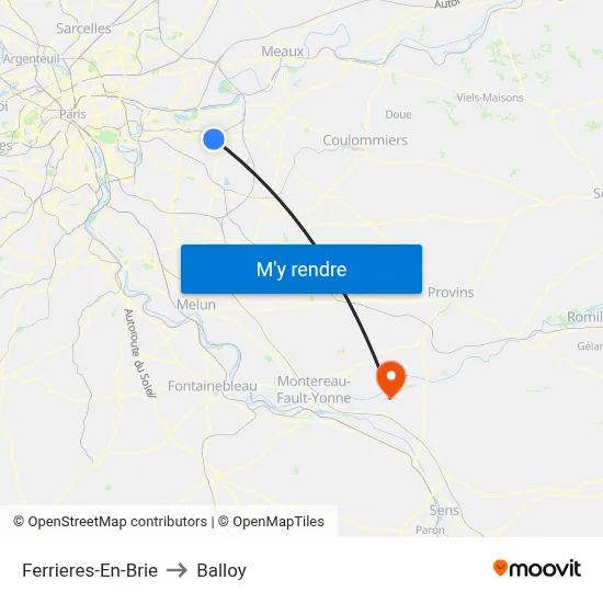 Ferrieres-En-Brie to Balloy map