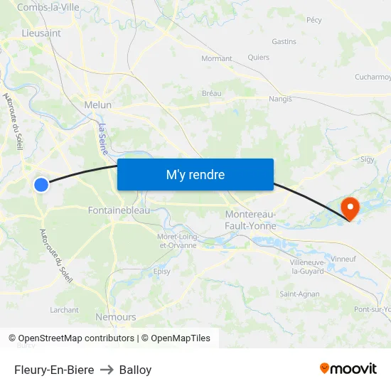 Fleury-En-Biere to Balloy map