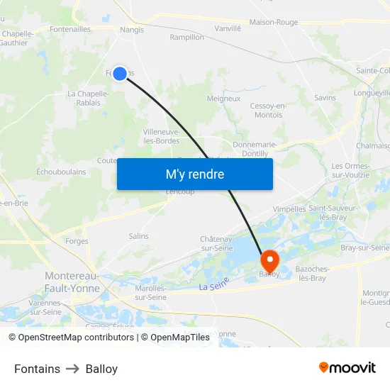 Fontains to Balloy map
