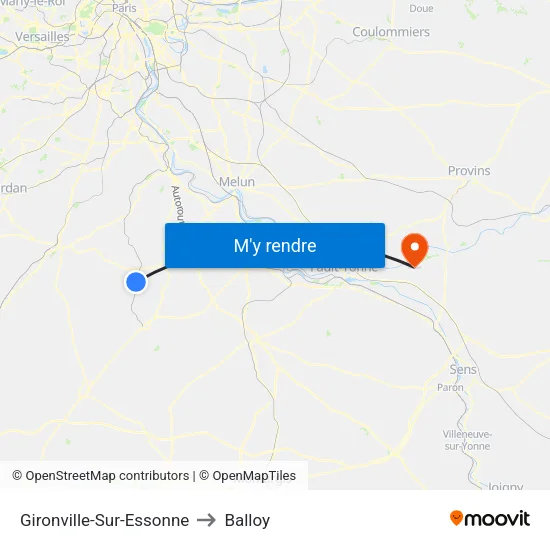 Gironville-Sur-Essonne to Balloy map
