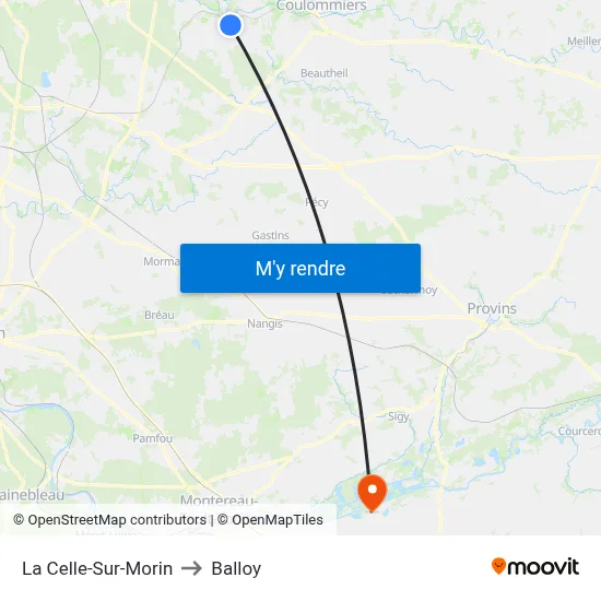La Celle-Sur-Morin to Balloy map