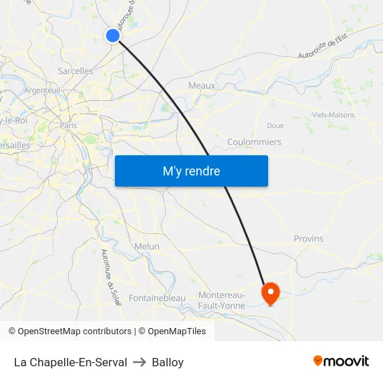 La Chapelle-En-Serval to Balloy map