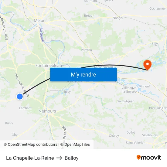 La Chapelle-La-Reine to Balloy map