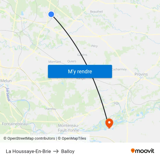 La Houssaye-En-Brie to Balloy map