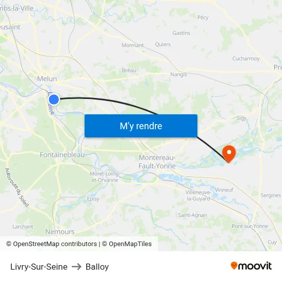 Livry-Sur-Seine to Balloy map