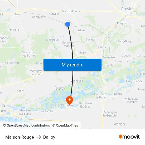 Maison-Rouge to Balloy map