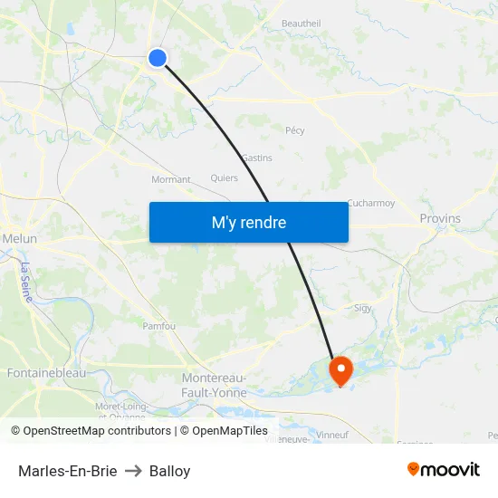 Marles-En-Brie to Balloy map